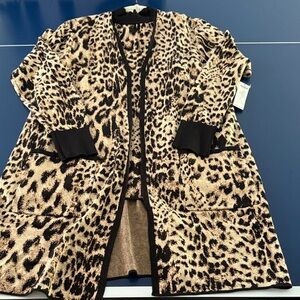 Chico's Black and Tan Leopard duster cardigan